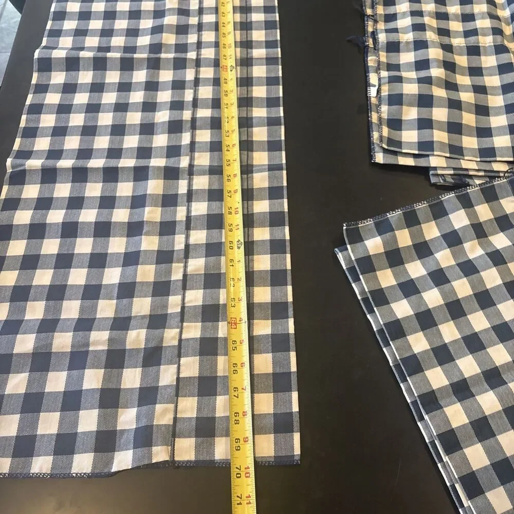 Farmhouse Gingham Valances Navy Blue Buffalo Check Country Curtains French
